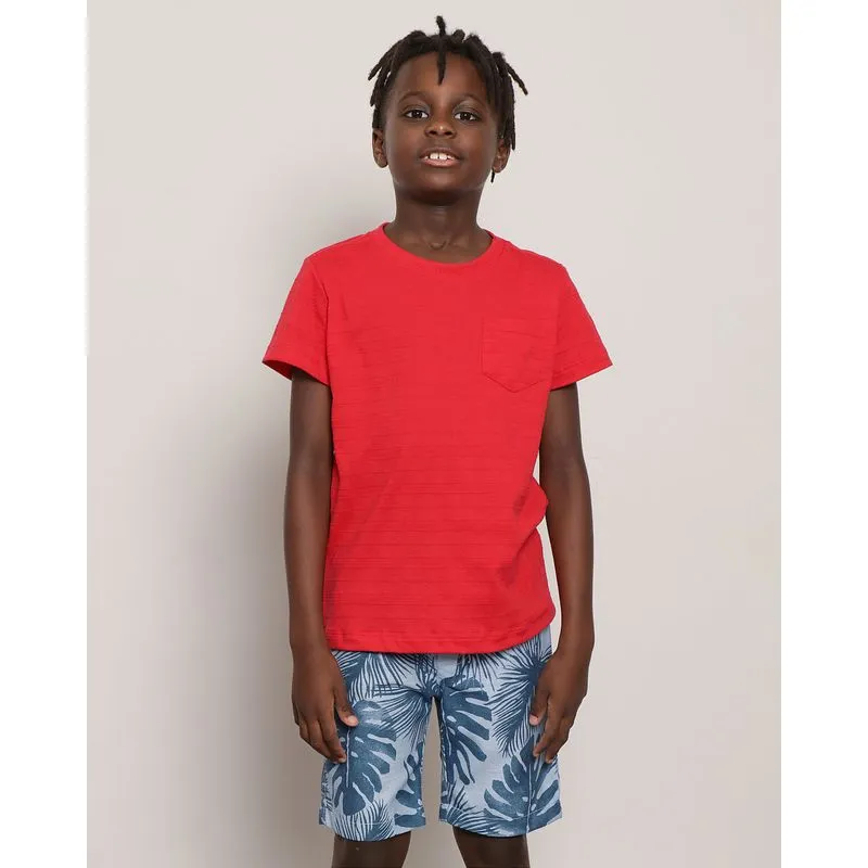 Camiseta Infantil Manga Curta Texturizada Vermelha 6