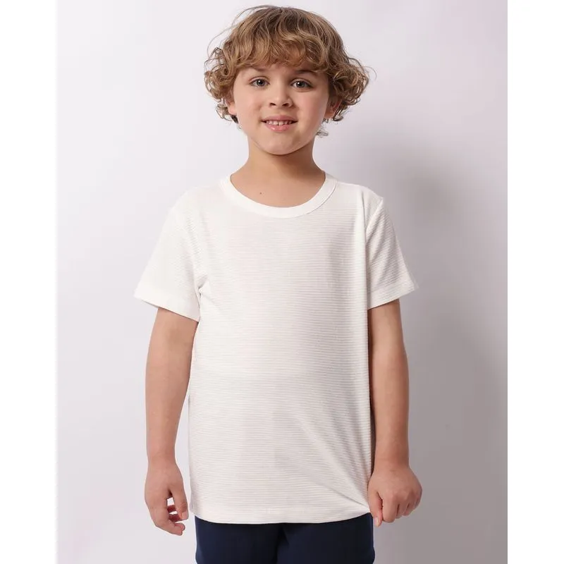 Camiseta Infantil Manga Curta Texturizada Off White 4