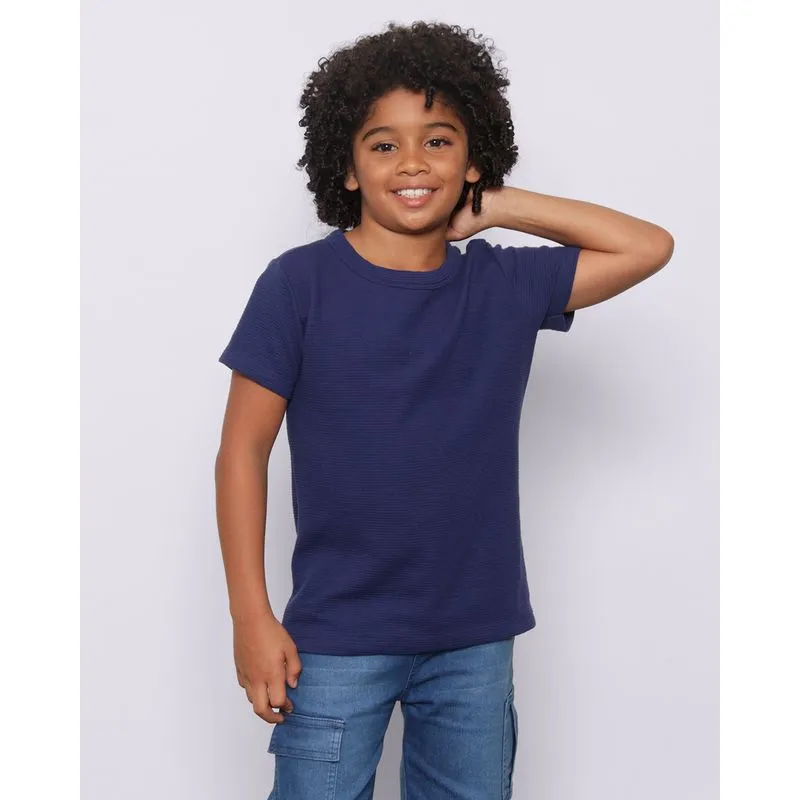 Camiseta Infantil Manga Curta Texturizada Marinho 4