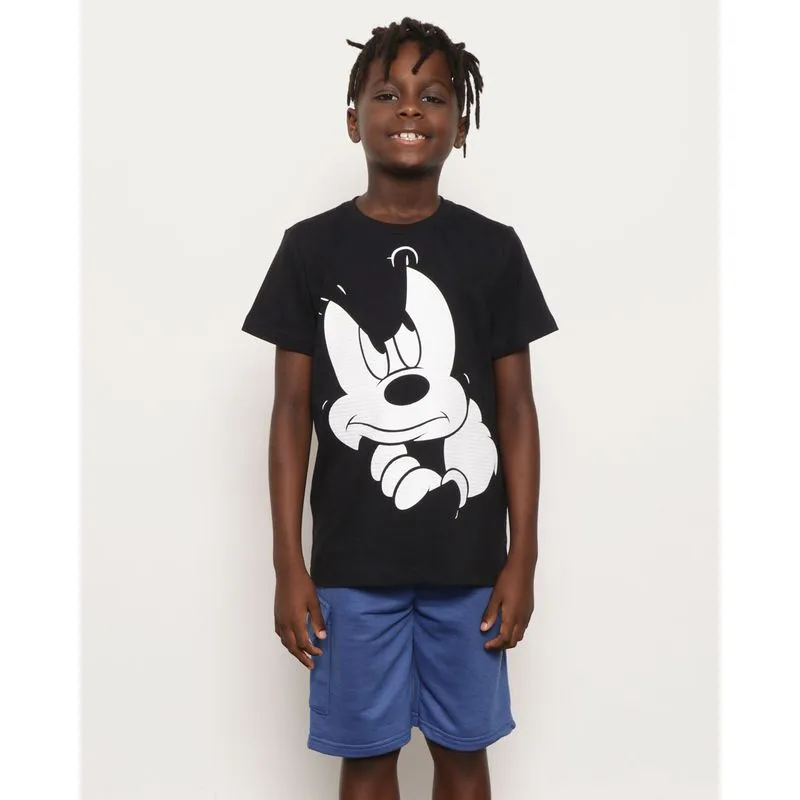 Camiseta Manga Curta Infantil Estampa Mickey Texturizado Preta 4
