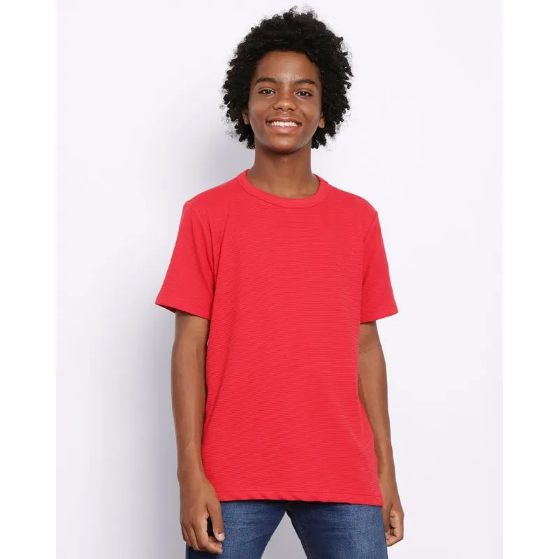 Camiseta Juvenil Manga Curta Texturizada Vermelha 12