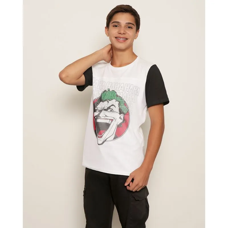 Camiseta Juvenil Menino DC Estampa Coringa Branco 10