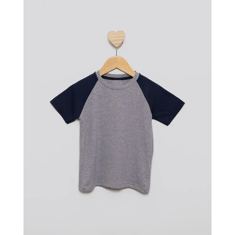 Camiseta Bebê Manga Curta Reglan Mescla Cinza 1
