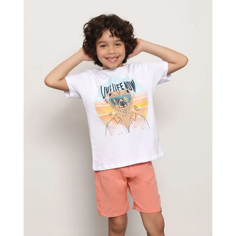 Camiseta Infantil Manga Curta Estampa Holográfica Branca 10