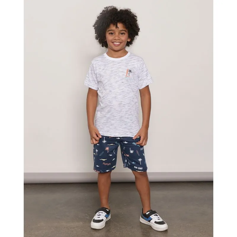Conjunto Infantil Menino Curto Estampa Tropical Branco 8