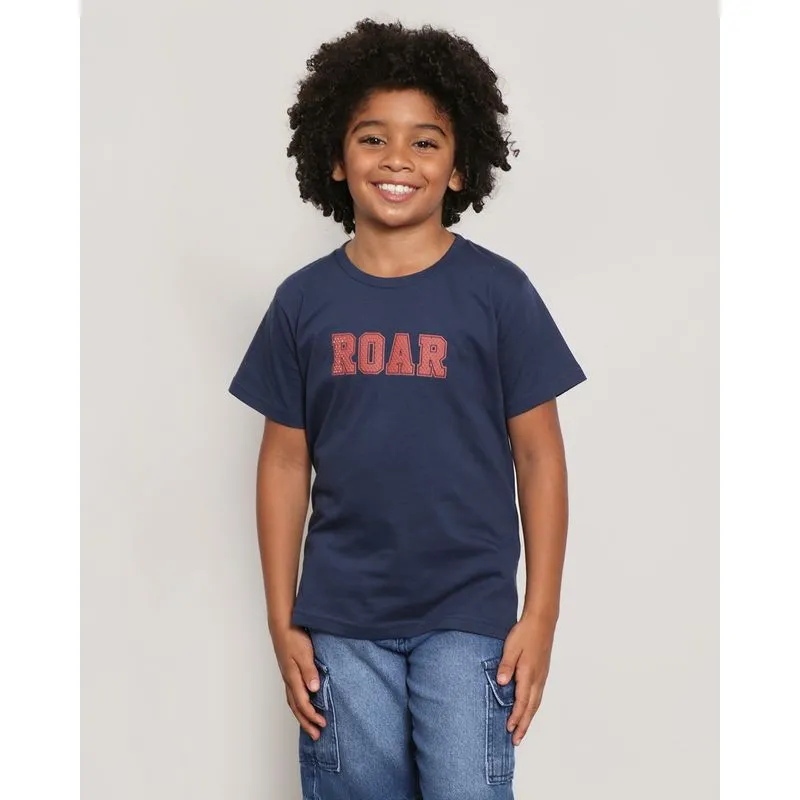 Camiseta Infantil Manga Curta Estampa Frontal Marinho 6