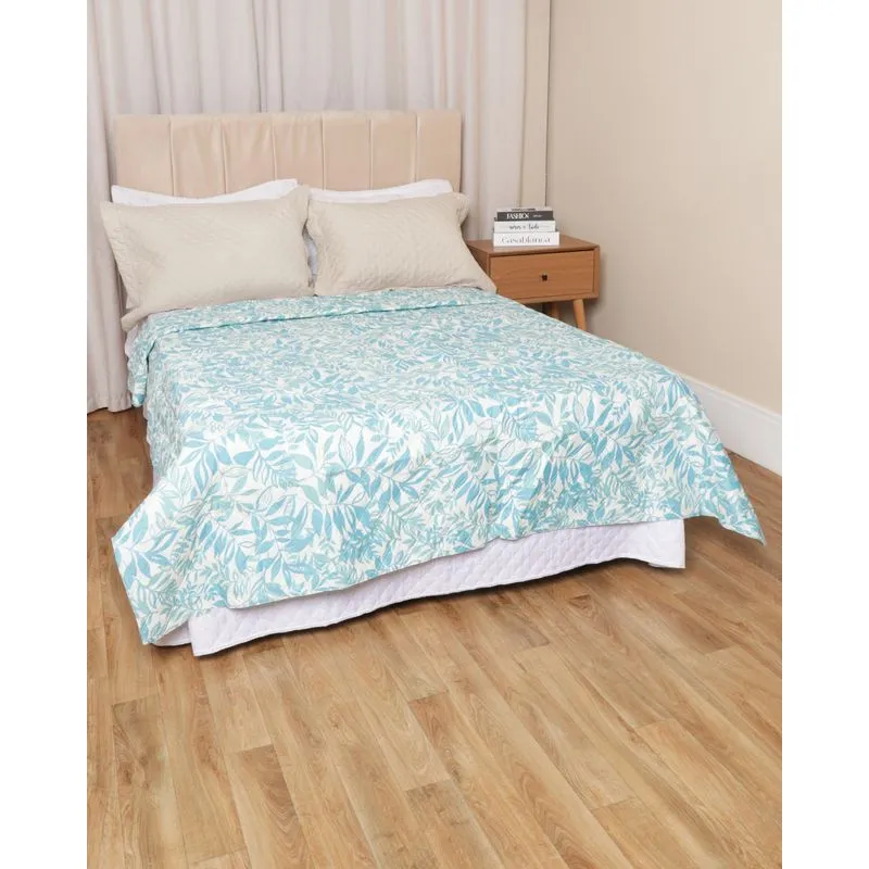 Colcha Casal com Viés 170 Fios Estampada Matelassê Arte & Cazza Branco UN