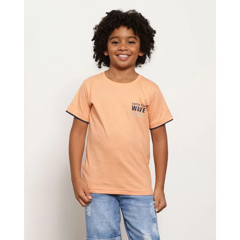 Camiseta Infantil Manga Curta Estampa Frontal Laranja 10