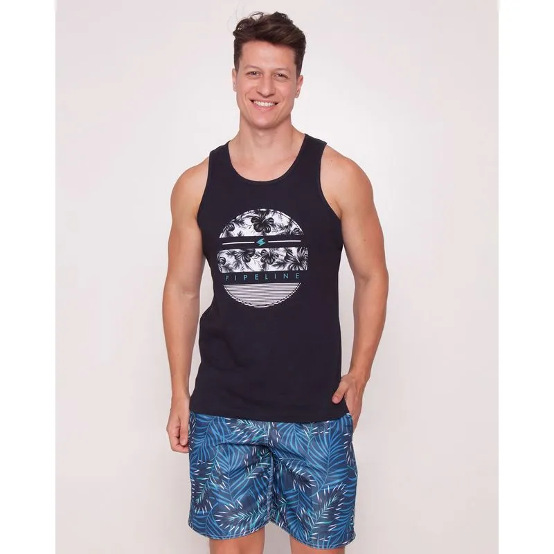 Regata Masculina Surf Estampa Floral Marinho P