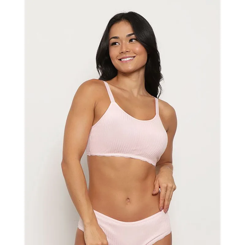 Sutiã Top Feminino Com Bojo Canelado Rosa 40