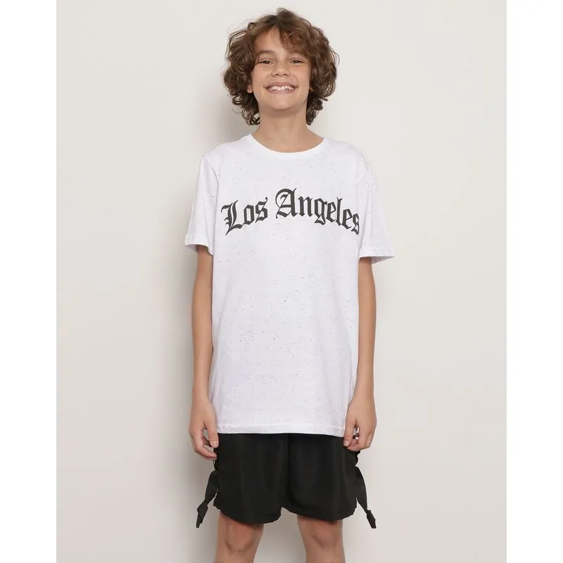 Camiseta Juvenil Manga Curta Botonê Los Angeles Branca 16