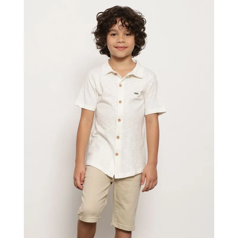 Camisa Infantil Menino Algodão Off White 6