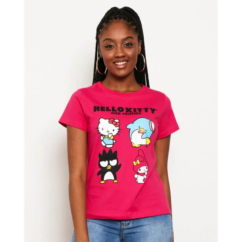Camiseta Feminina Manga Curta Estampa Hello Kitty Rosa M