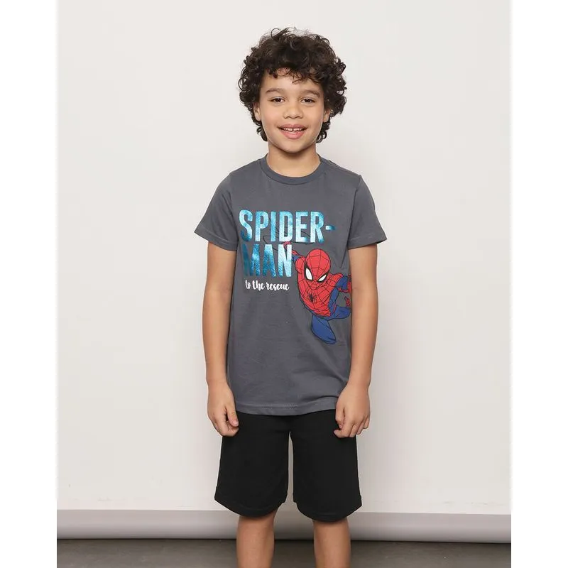 Camiseta Infantil Marvel Homem Aranha Manga Curta Cinza 6