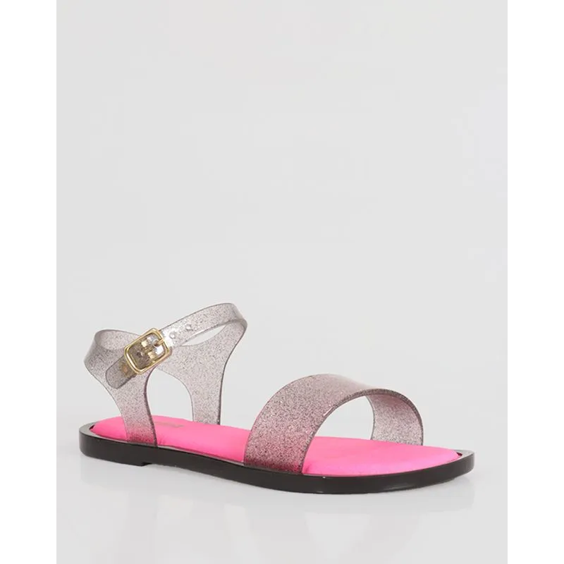 Sandália Infantil LueLua Tiras Com Glitter Rosa/Preto 31/32