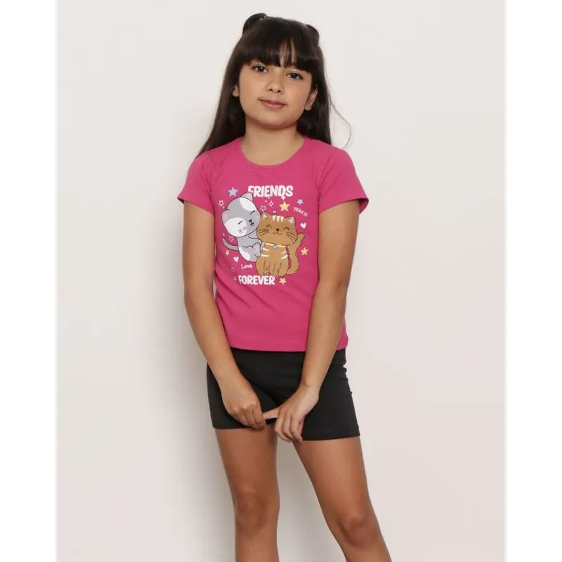 Conjunto Infantil Curto Estampa Friends Forever Rosa 8