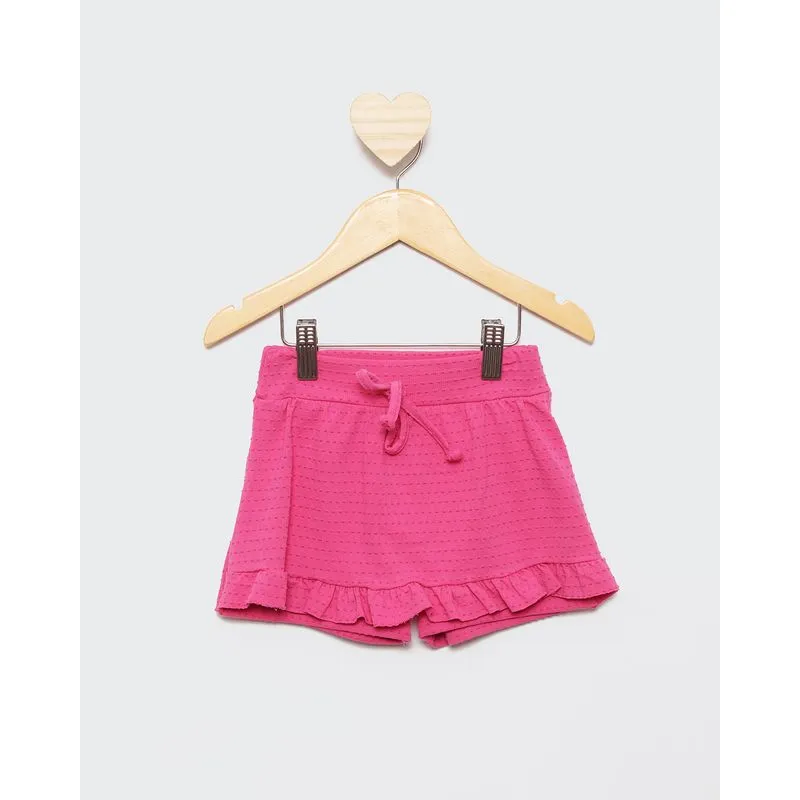 Short Saia Bebê Texturizado Com Babado Rosa 3