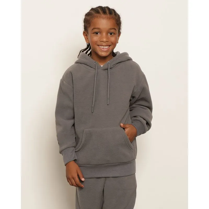 Blusão Infantil Fleece Com Capuz Cinza 10
