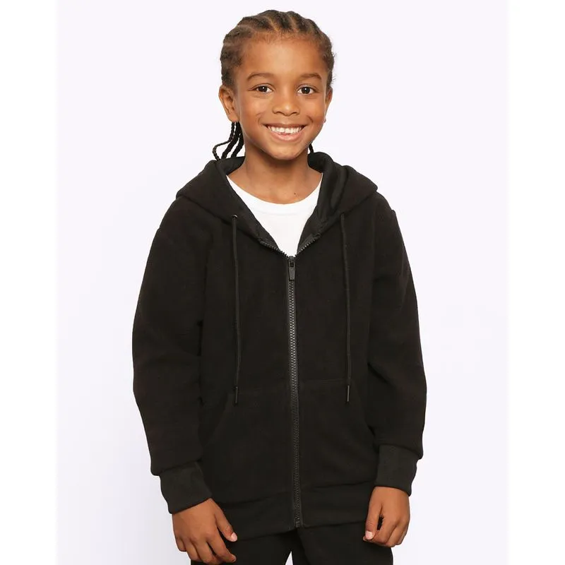 Jaqueta Infantil Fleece Com Capuz Preta 4