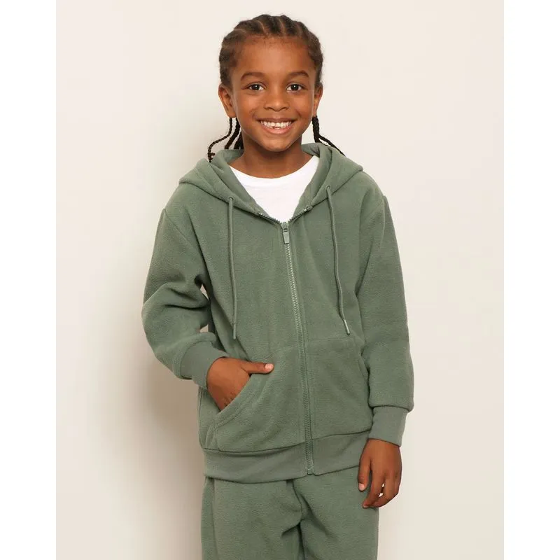 Jaqueta Infantil Fleece Com Capuz Verde 6