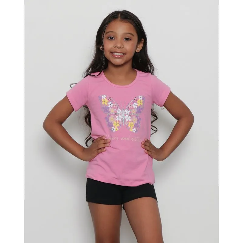 Conjunto Infantil Curto Estampa Borboleta Rosa 8
