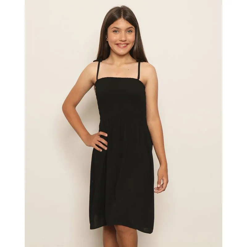 Vestido Juvenil Alcinha Viscose Lastex Preto 10