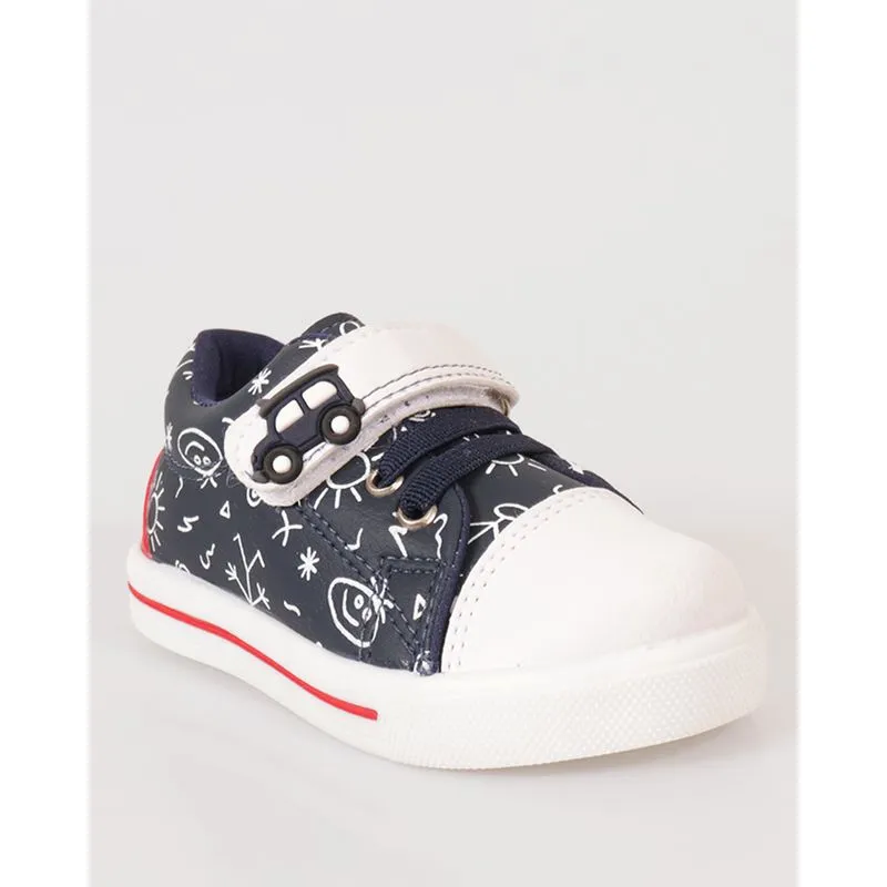 Tênis Bebê Estampado Aplique de Carinho Marinho 24