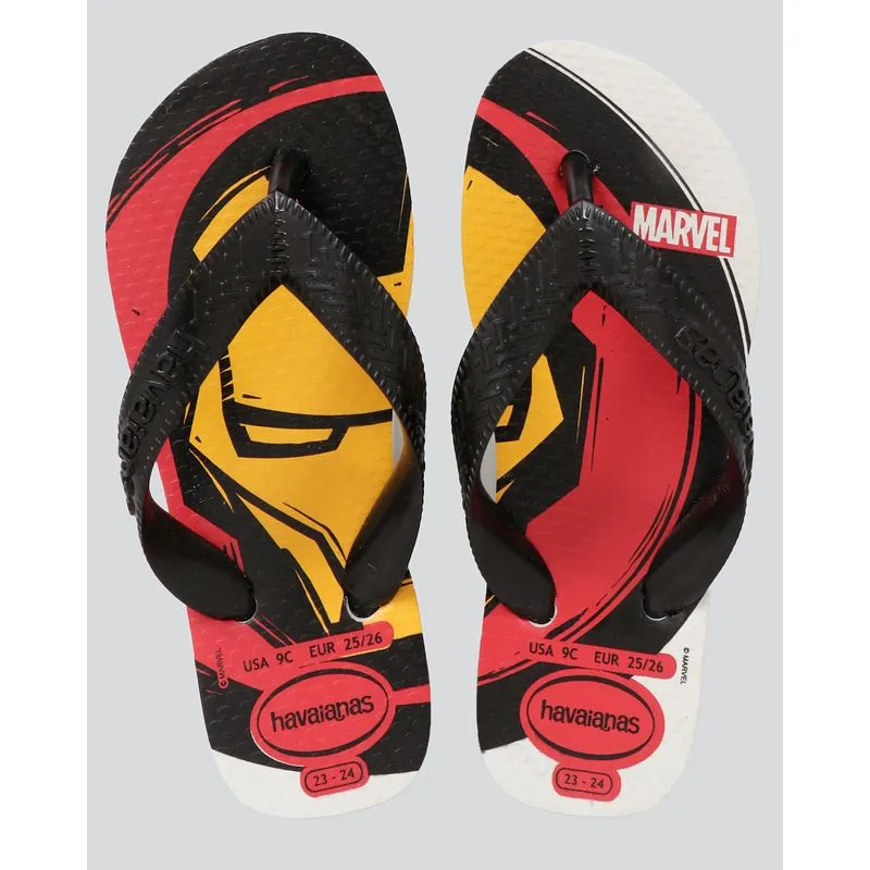Chinelo Havaianas Infantil Estampa Homem de Ferro Branco 25/26