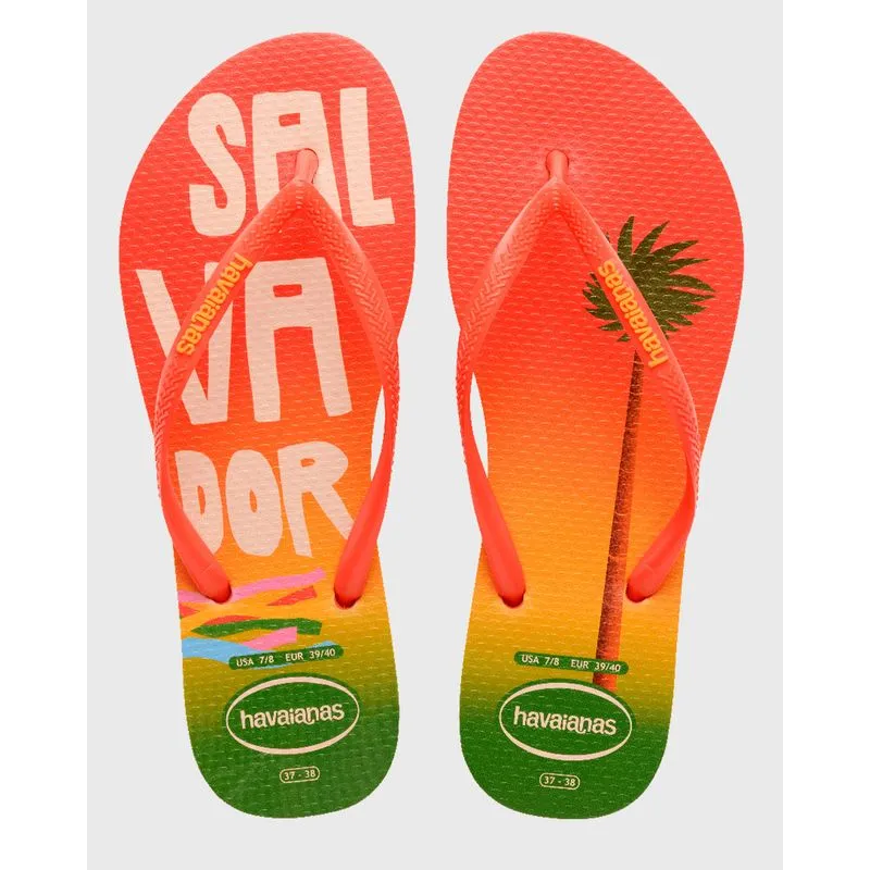 Chinelo Havaianas Slim Postcard Laranja 39/40