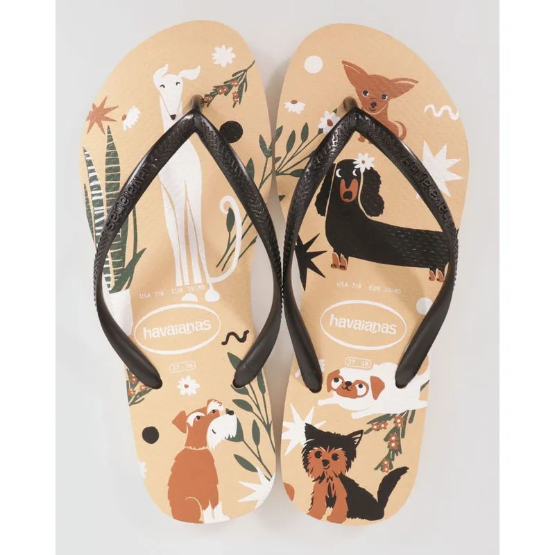 Chinelo Havaianas Feminino Slim Pets Dourado 35/36