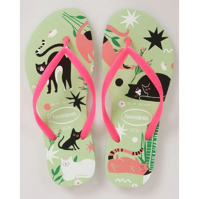 Chinelo Havaianas Feminino Slim Pets Verde 37/38