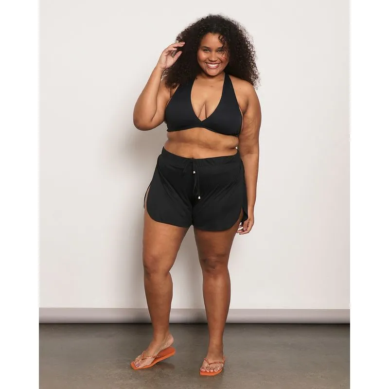 Short Plus Size Feminino Saída De Praia Preto 52