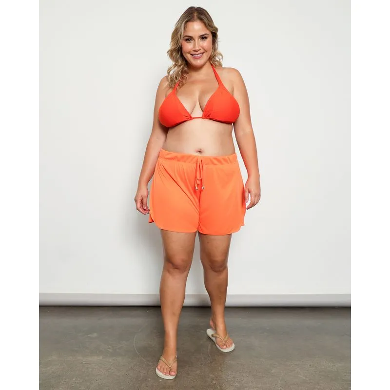 Short Plus Size Feminino Saída de Praia Laranja 48