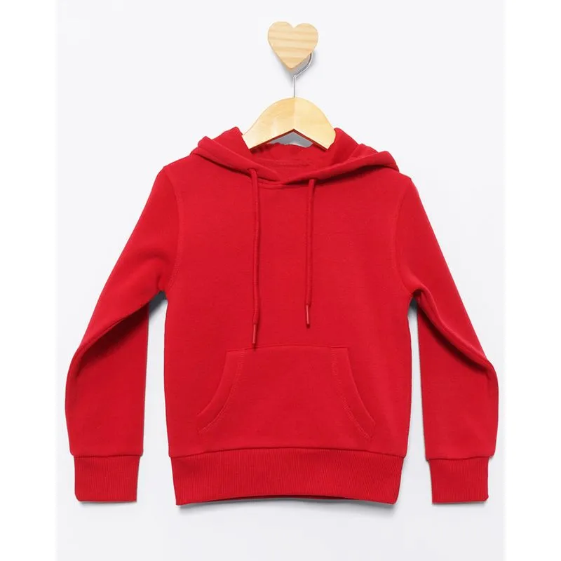 Blusão Moletom Bebê Bolso Canguru Com Capuz Vermelho 3