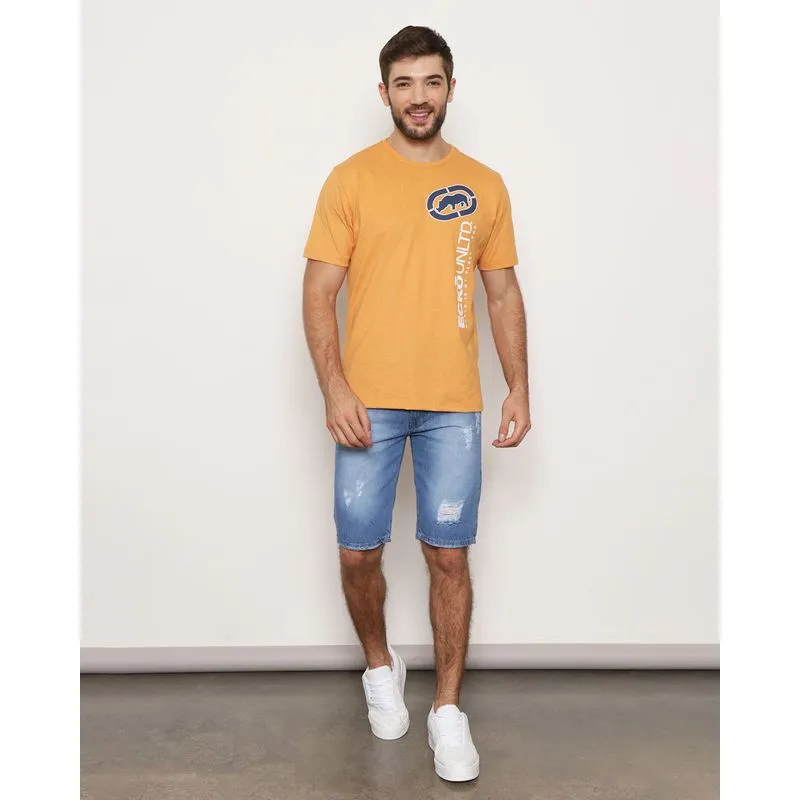 Bermuda Jeans Masculina Reta Com Destroyed Azul 48
