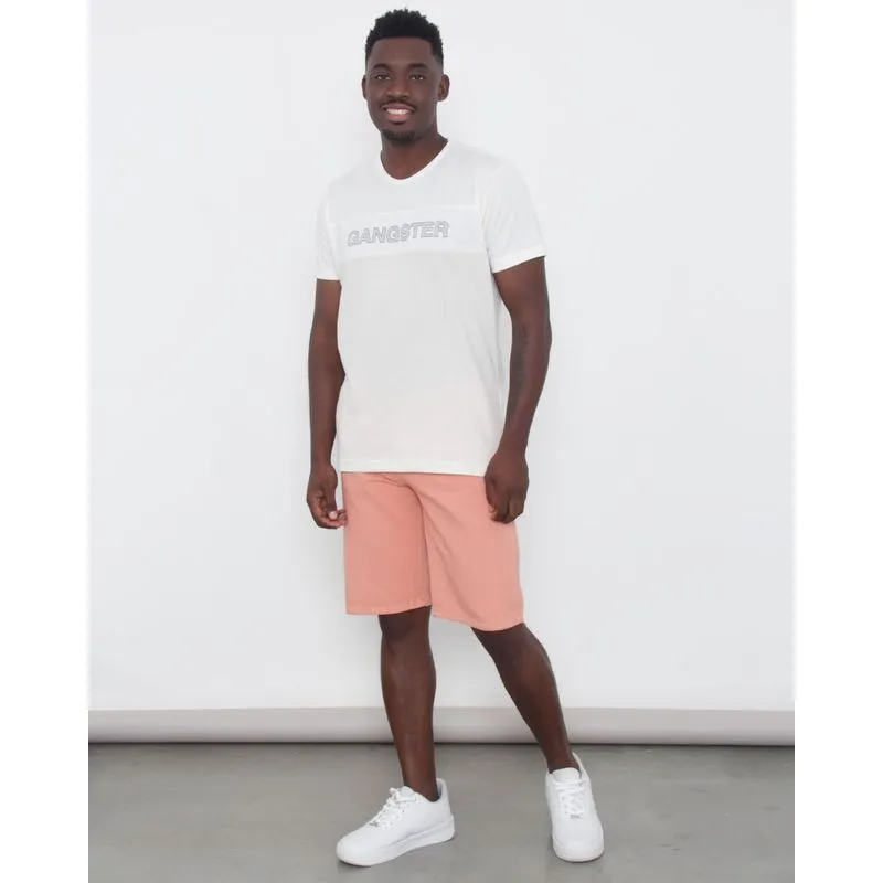 Bermuda Masculina Sarja Reta Com Bolsos Rosa 44