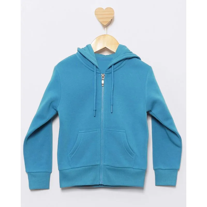 Jaqueta Moletom Bebê Bolsos Capuz Azul 1