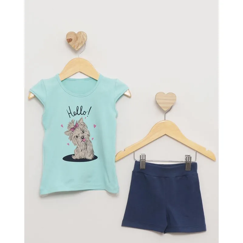 Conjunto Bebê Curto Estampa Cachorrinho Verde 2