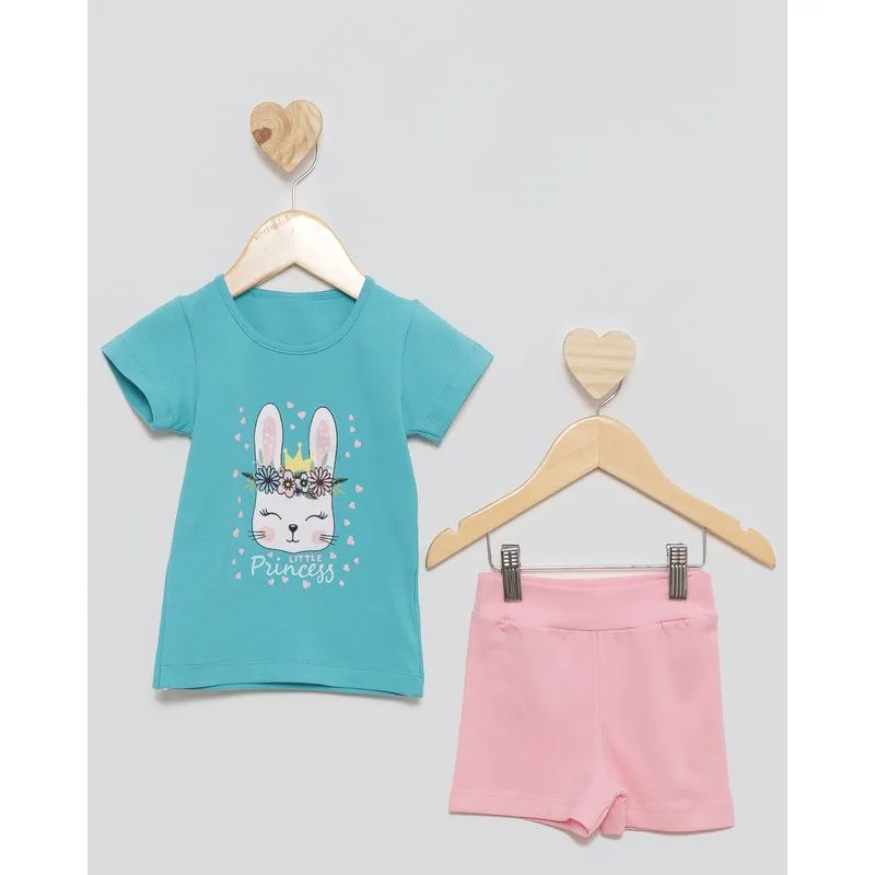 Conjunto Bebê Curto Estampa Little Princess Azul 3