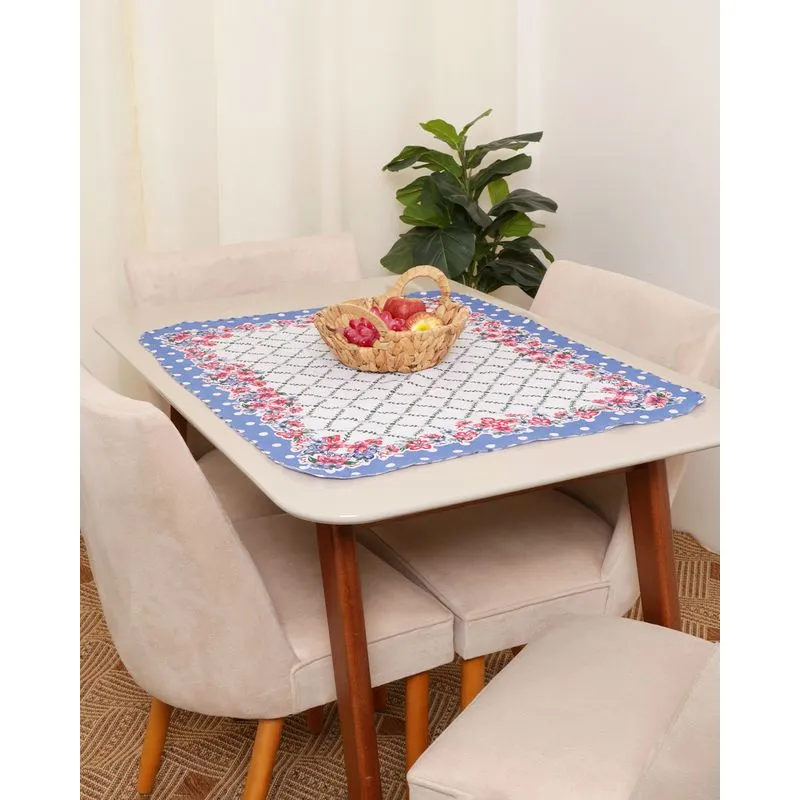 Toalha De Chá Quadrada 65cmx90cm Estampa Floral Azul UN