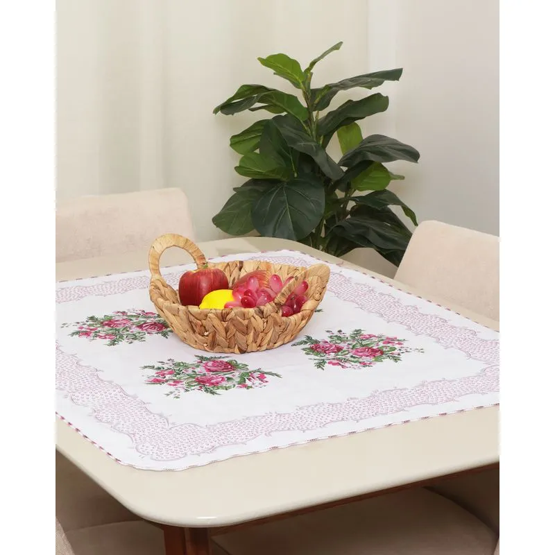 Toalha De Chá Quadrada 65cmx90cm Estampa Floral Branca UN