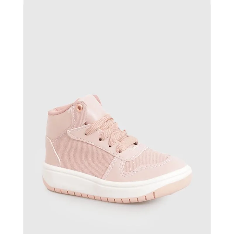 Tênis Bebê Cano Médio Recortes Glitter Rosa 25