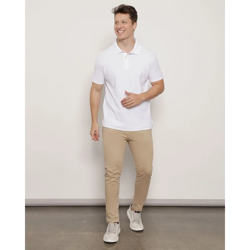 Calça Masculina Sarja Slim Bege UN