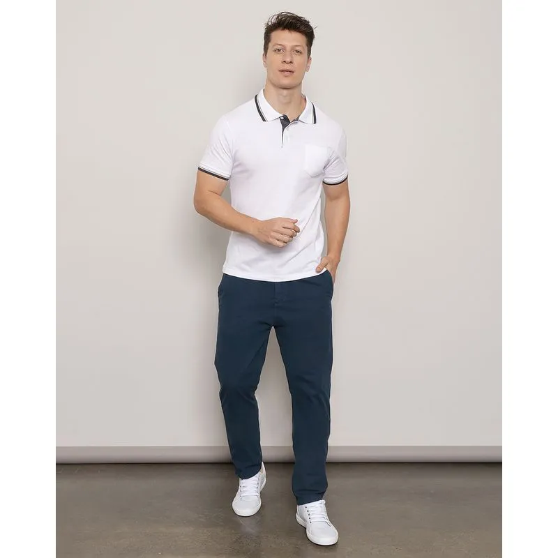 Calça Masculina Sarja Slim Marinho 48