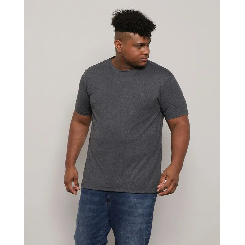 Camiseta Plus Size Masculina Basica Mescla Cinza G2