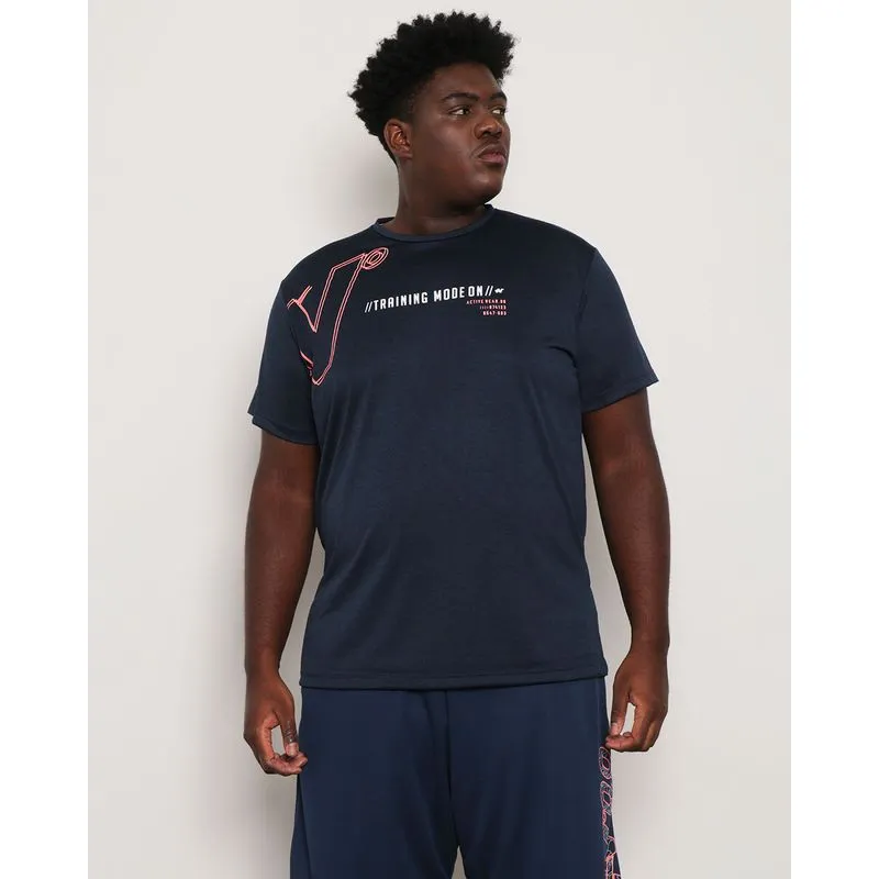 Camiseta Plus Size Masculina Esportiva Manga Curta Marinho G1