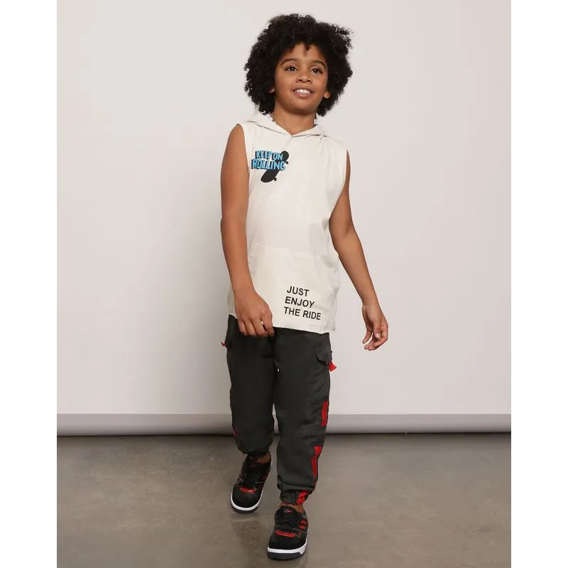 Calça Infantil Menino Parachute Com Bolso Cargo Preta 10
