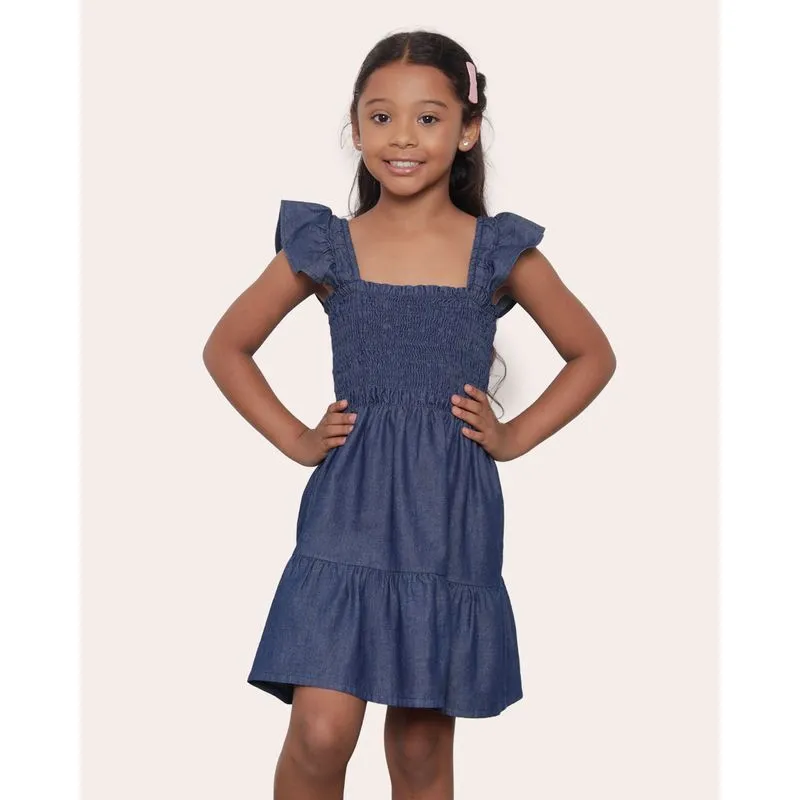 Vestido Jeans Infantil Curto Três Marias Lastex Azul 8