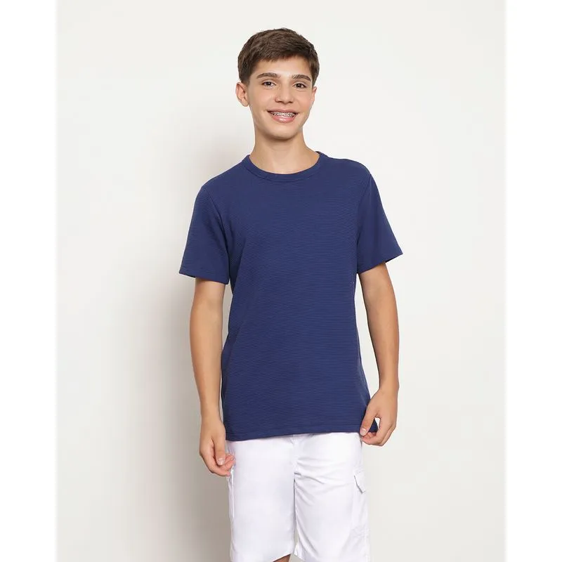 Camiseta Juvenil Manga Curta Texturizada Marinho 10