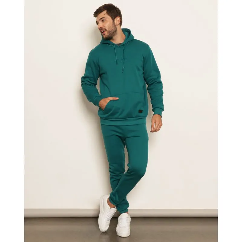 Calça Moletom Masculina Peluciada Jogger Com Bolsos Verde GG